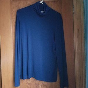Long sleeve, turtle neck T-shirt top, L, navy blue, vintage? Lord & Taylor